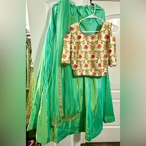 Neon Green & Floral Lengha